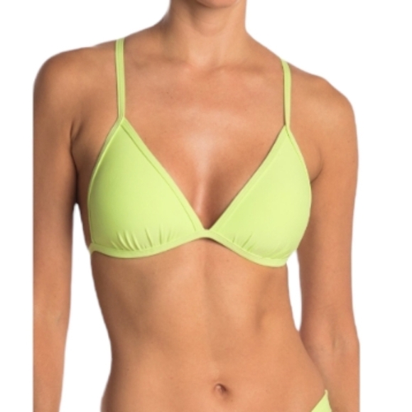 Nordstrom Rack VYB Triangle Green Bikini Top Crossed Back Ruched… - Picture 1 of 10
